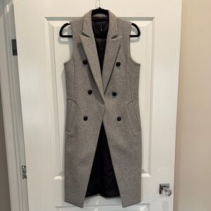 Rag & Bone Double-Breasted Gray Long Vest